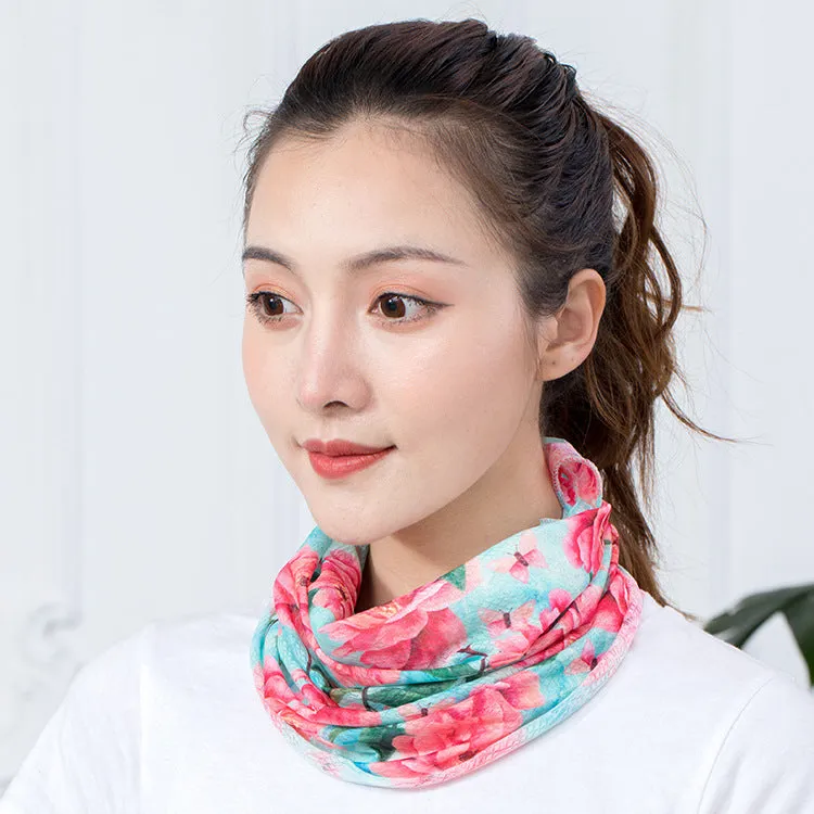 2pcs 50cm Hanging Ear Jacquard Quick-Drying Summer Ice Silk Face Mask for Outdoor Cycling