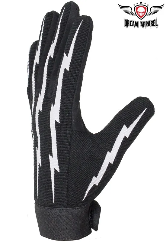 Black Mechanics Gloves with Lightning Bolts