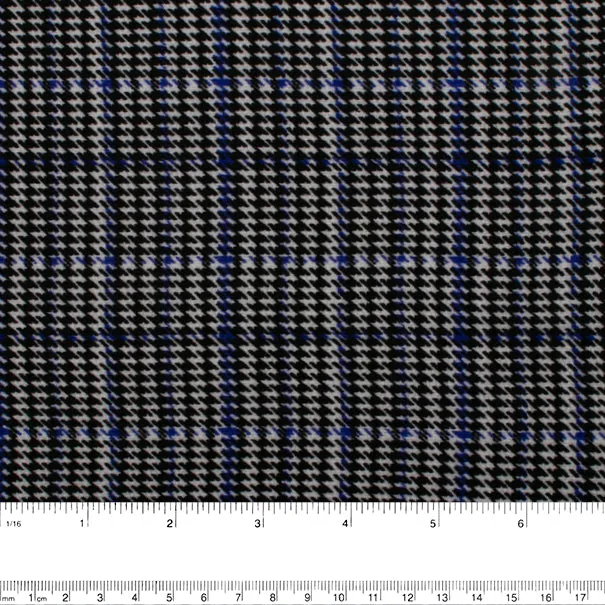 Bubble Crepe Print - Houndstooth - Blue