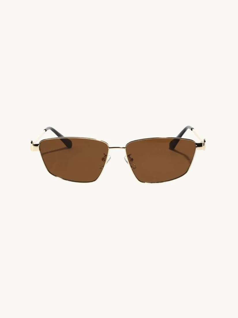 Cleo Polarized Sunglasses: Brown/Gold