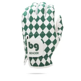 Dark Green & White Mesh Team Golf Glove