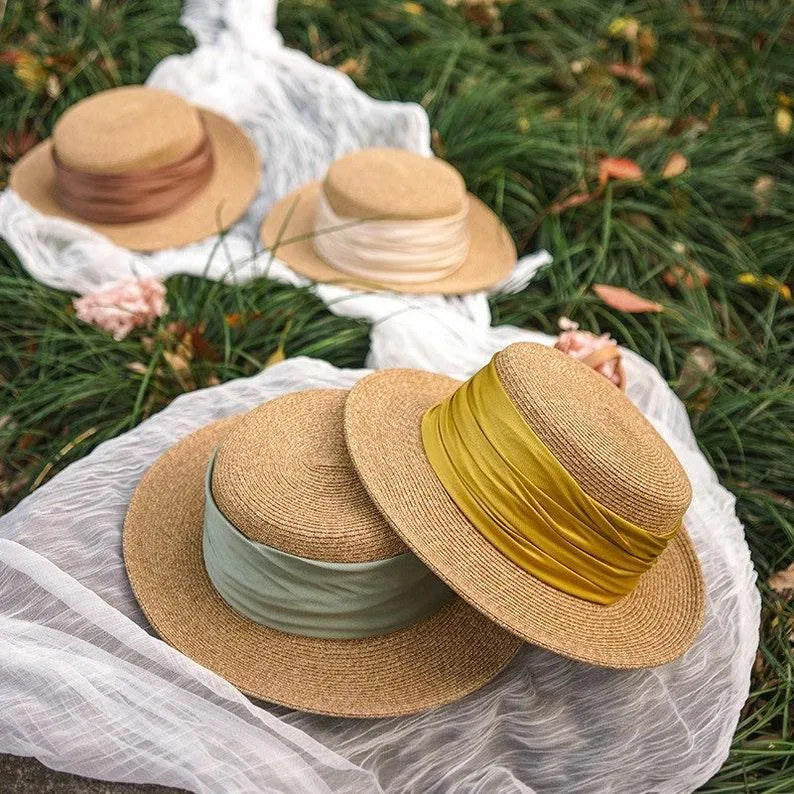 Elegant Straw Boater Hats for Women