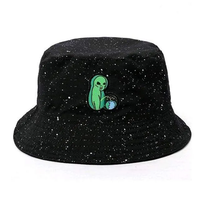 Embroidery Aliens Foldable Bucket panama hat | TheKedStore