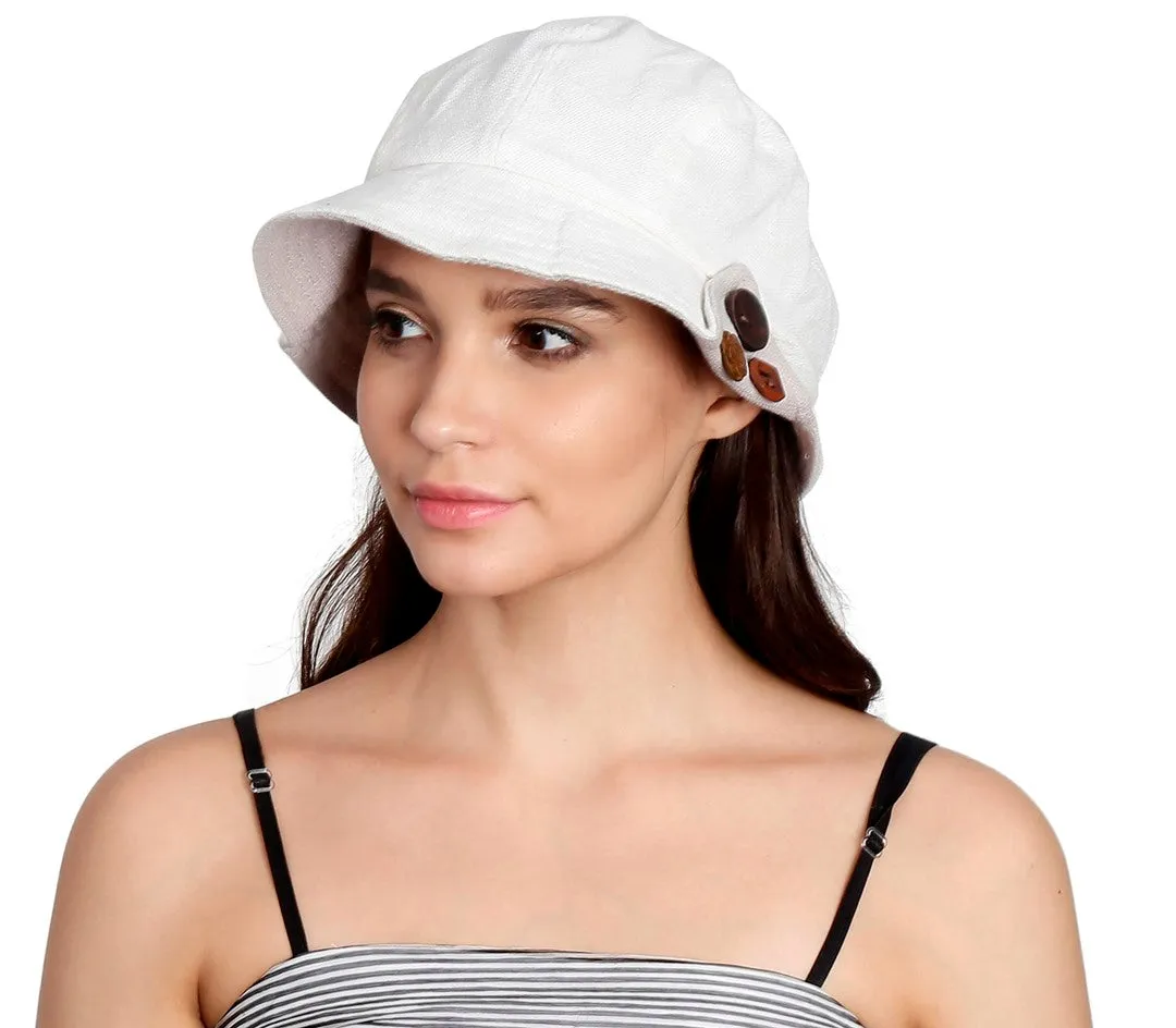 FabSeasons White Foldable Cotton Fashion Cloche