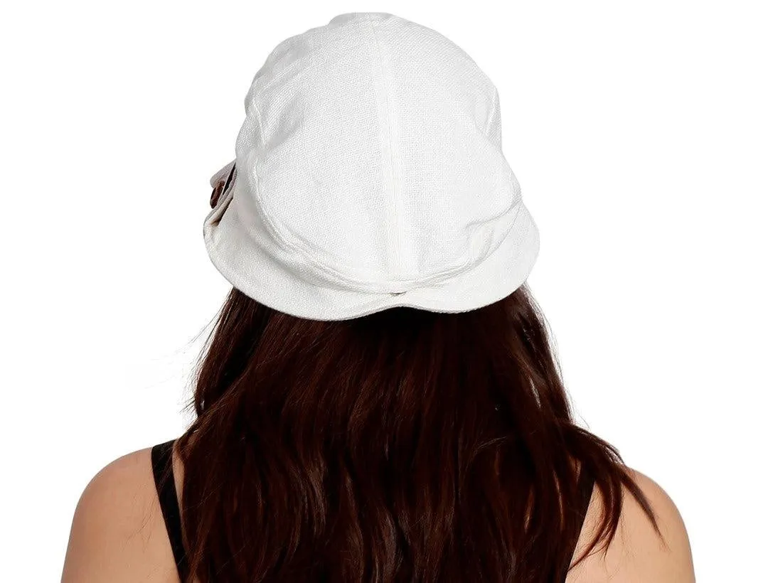 FabSeasons White Foldable Cotton Fashion Cloche