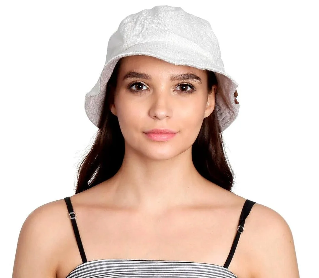 FabSeasons White Foldable Cotton Fashion Cloche