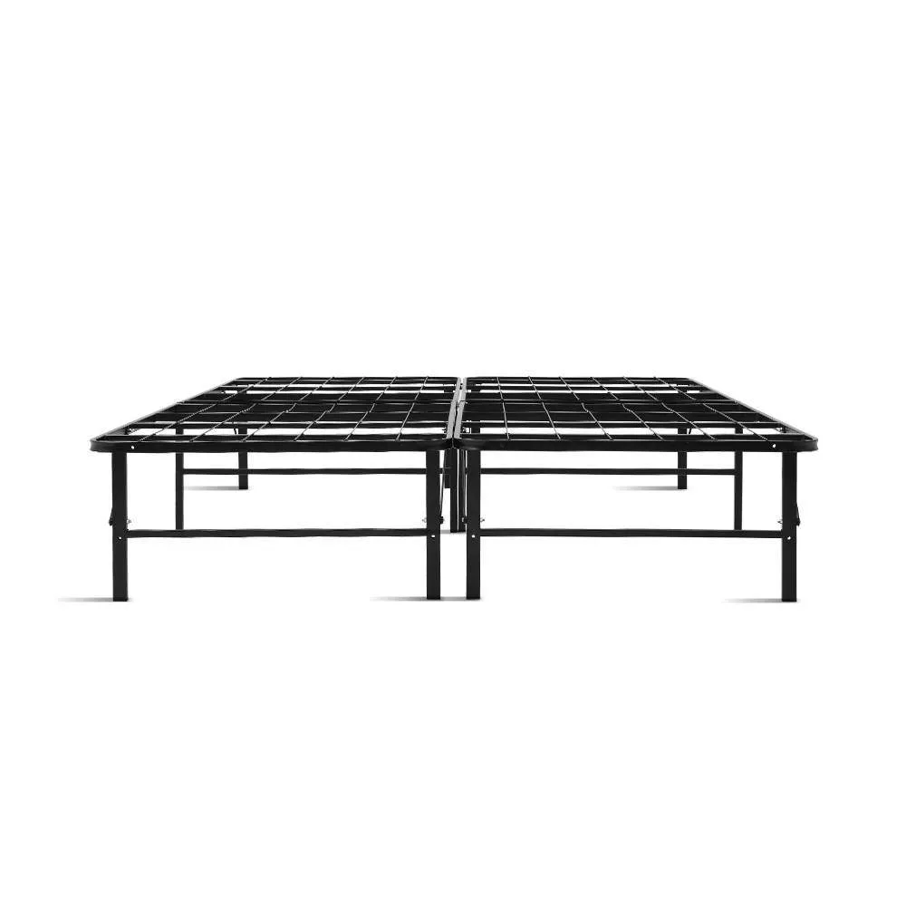 Foldable Queen Metal Bed Frame - Black