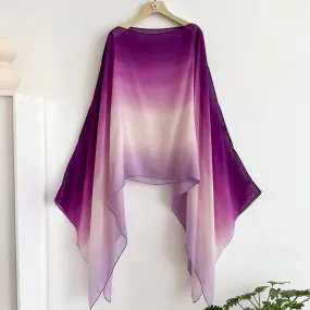 Gradient Sheer Flair Sleeves Shawl