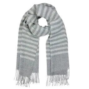 Gray Stripe Baby Alpaca Scarf