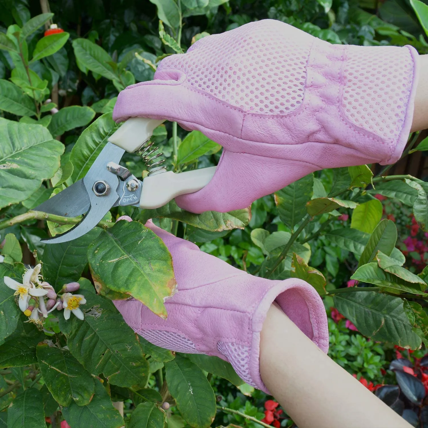 Handlandy Women Gardening Gloves Pigskin Genuine Leather Palm 5124