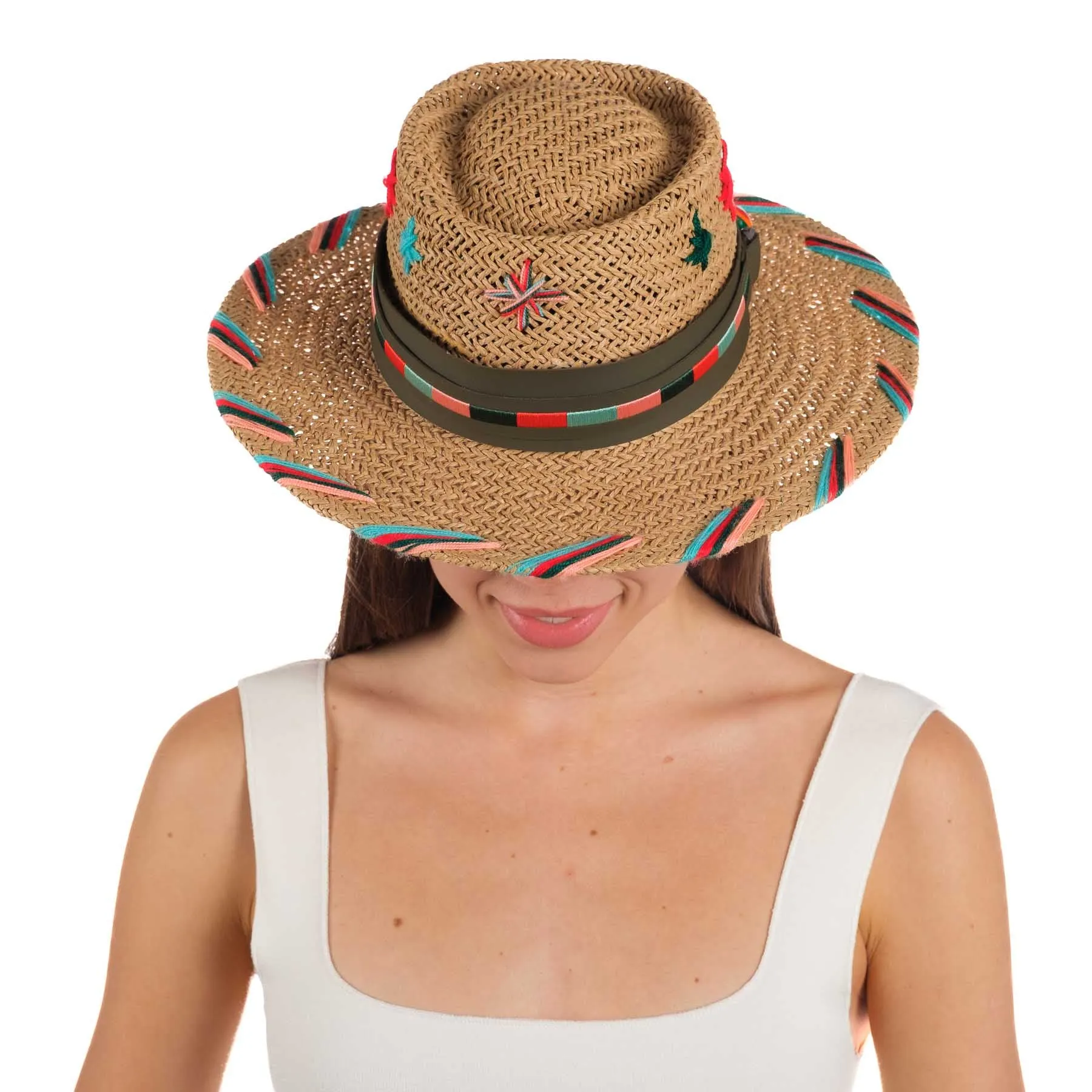 HAPPY-NES Women's Silver Planet Straw Hat