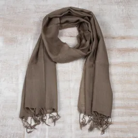 Kashmiri Taupe Men's Lightweight Taupe Wool Scarf