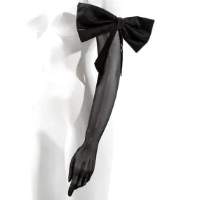 Long Black Mesh with Taffeta Bow