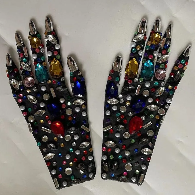 Mesh Crystal Drama Gloves