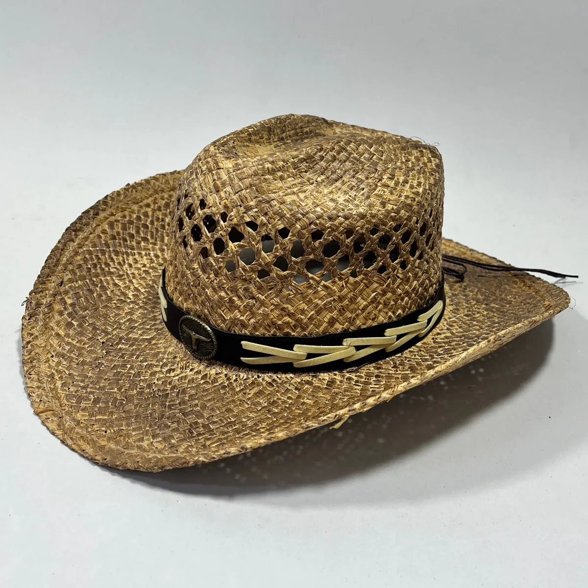 Outback Survival Gear Straw Hat Fremantle City Rock Bull Concho in Beige SFRESP