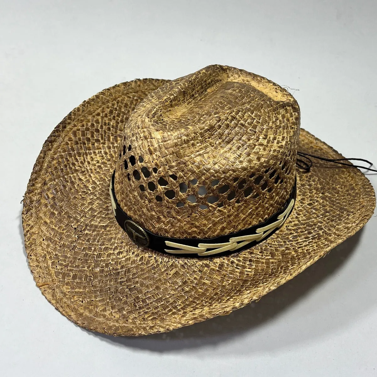 Outback Survival Gear Straw Hat Fremantle City Rock Bull Concho in Beige SFRESP