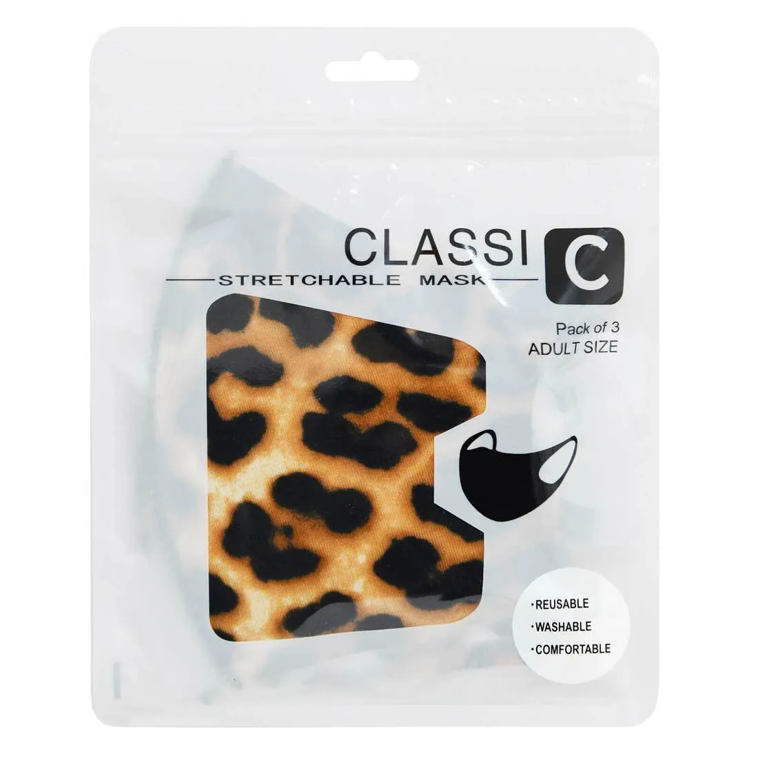 Pack of 3 Adults Washable Face Masks Fabric Animal Print