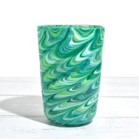 Pavone Murano Glass Tumbler, Green Marbled Glass