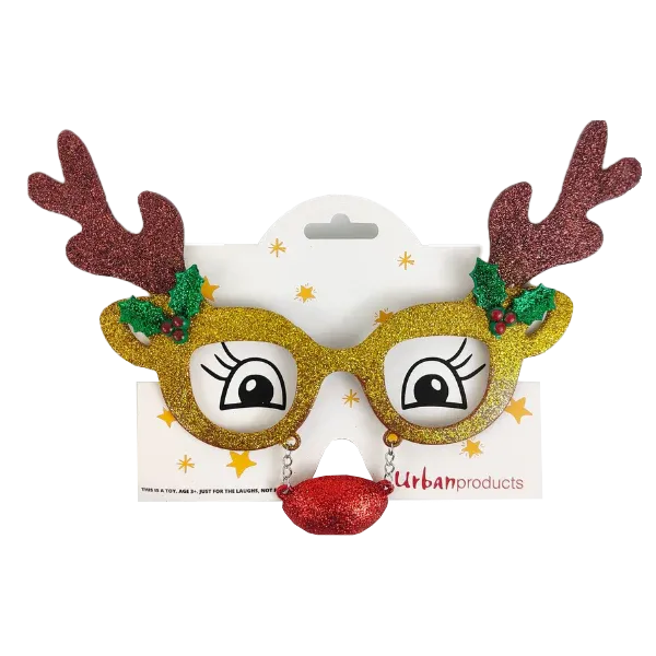 Reindeer Glasses Gold 15cm