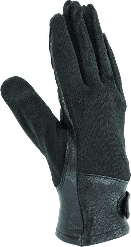 River Road Pecos Leather Mesh Gloves Black Womens - Small