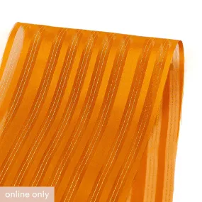 Sheer Metallic Stripe Silk - Saffron