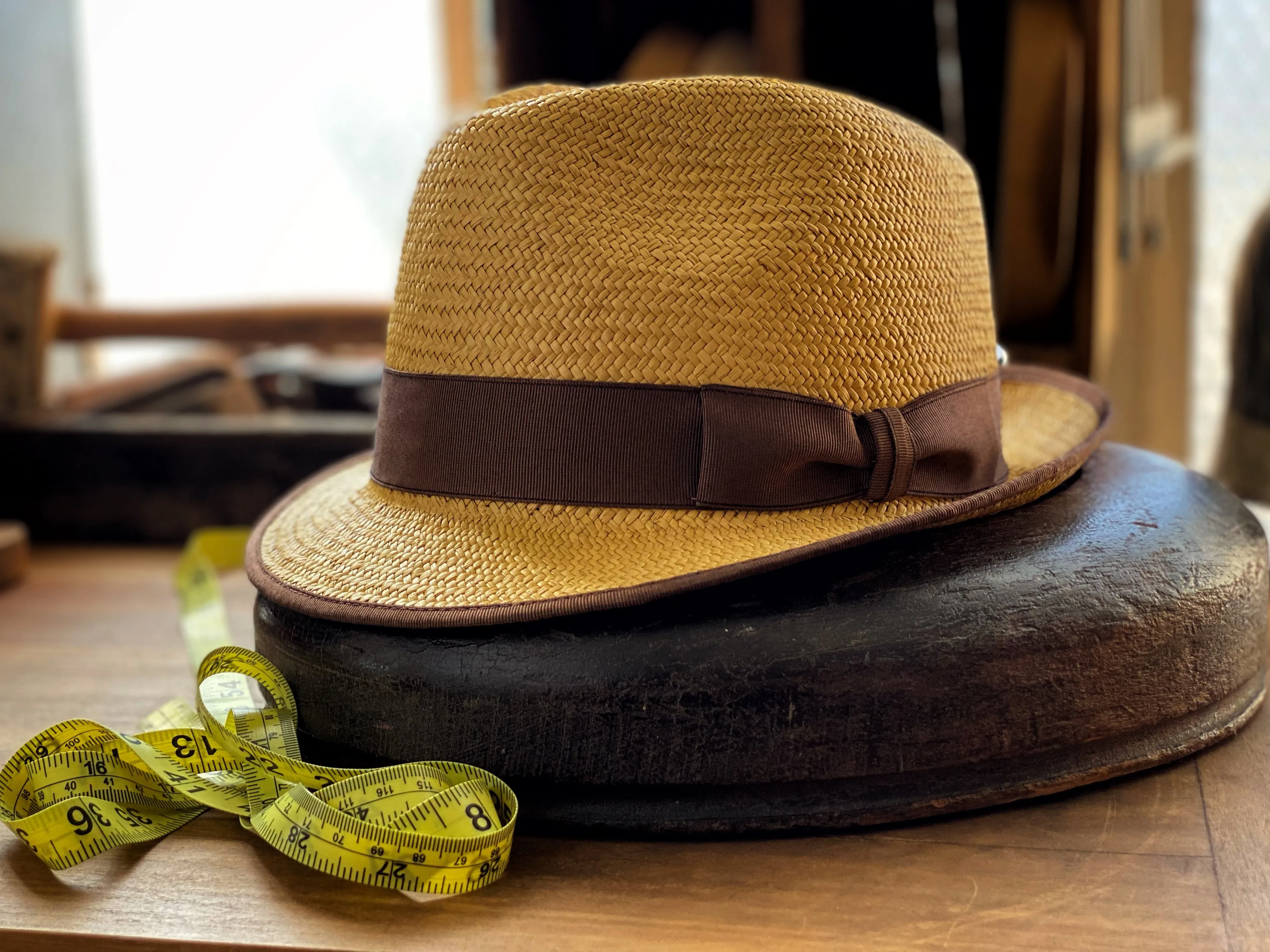 Straw Fedora Stingy Brim with Grossgrain Binding