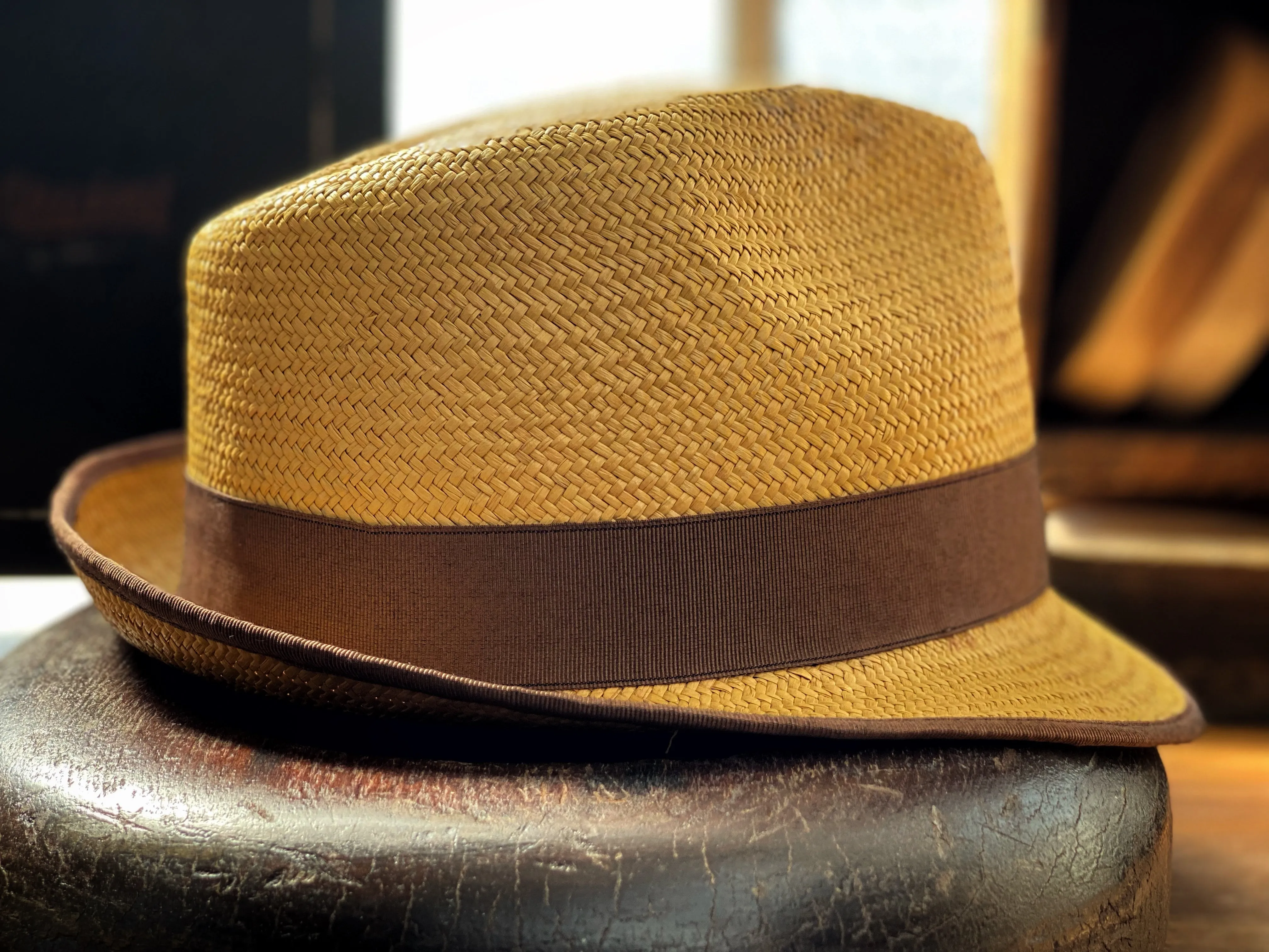 Straw Fedora Stingy Brim with Grossgrain Binding