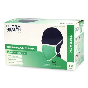 Ultra Surgical Mask Level 3 Green Ties/Shield (Box 50)